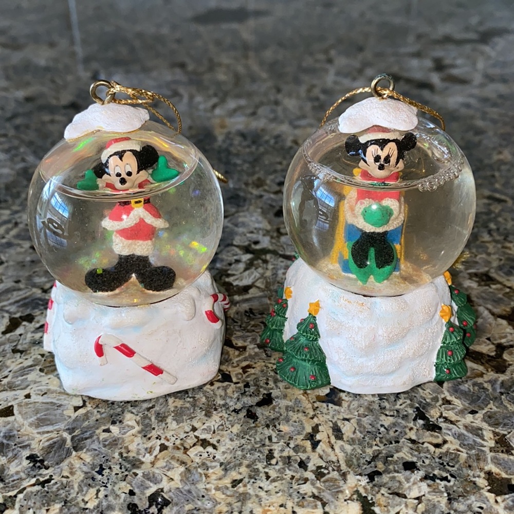 Vintage Walt Disney snow globe Christmas ornaments